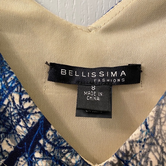 Bellissima Bodycon bandage v-neck blue tree dress - Picture 3 of 5